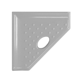 Questech 5" Corner Shower Footrest, Retrofit Shaving Shelf for Inside Shower, Bathroom Storage Corner Caddy Organizer, Geo Flatback, Cool Gray Polished