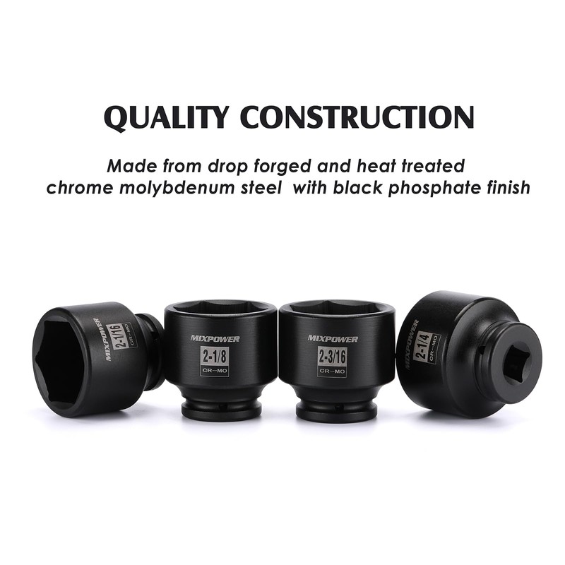 MIXPOWER 9 Pieces 3/4-Inch Drive Impact Socket Set, CR-MO, 6
