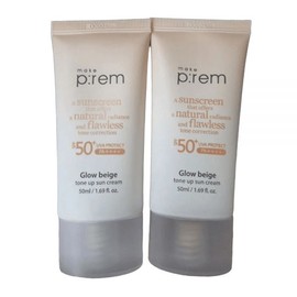 MakePrem Sunscreen Skin Protection 2pcs Glow Beige Tone-up Sun Cream 50ml / 메이크프렘 자외선차단제 피부보호 2개 글로우 베이지 톤업 선크림 50ml