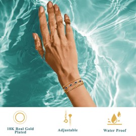 PATISORNA Gold Bracelet for Women 18K Gold Plated Stacking Bracelet Set Dainty Zircon Link Paperclip Chain Bracelets for Women Teenage Girls Gifts Trendy Jewelry