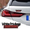 White Priviledge Edition Emblem, Car Exterior Emblems Badge 3D Sticker