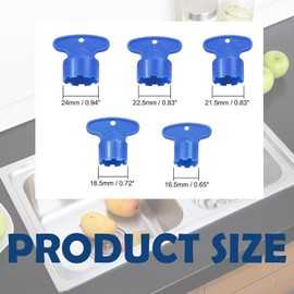 5 Pack (5Size) Faucet Aerator Key Removal Wrench Tool with M16.5, 18.5, 21.5, 22.5, 24 Recessed Aerator Key Sink Aerator Wrenches for Cache Aerators (Blue)