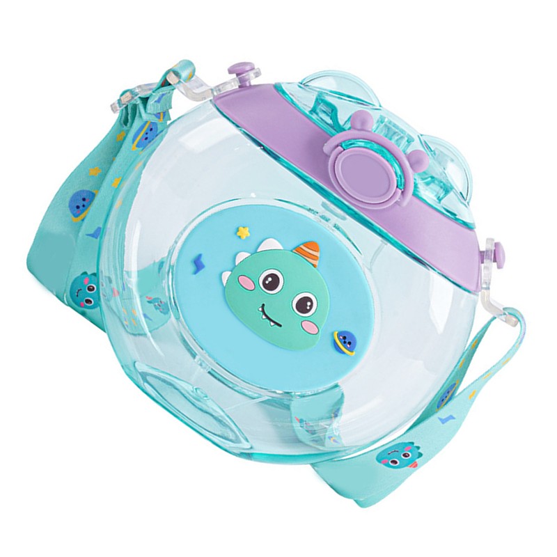 Donut Shaped Water Bottle Kids Cute Cartoon Plastic Portable Straw