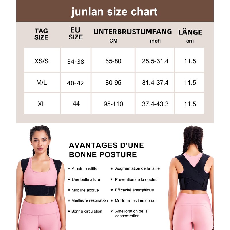 Junlan Back Straightener Posture Corrector for Men and Women, Adjustable