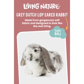 Living Nature Grey Dutch Lop Eared Rabbit Stuffed Animal | Fluffy Rabbit Animal | Soft Toy Gift for Kids | 10 inches