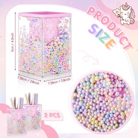 2 Pieces Cute Bubble Pen Holder Multi-purpose Desktop Organizer Back to School Gift Kawaii Office Supplies Pastel Desk Accessories Stationery Makeup Brush Holder with Bubble Ball(Pink)