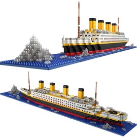 FULHOLPE Technik Titanic Building Blocks Kit, 1860 Clamping Blocks, Micro Diamond Cruise Ship Model Kit, MOC Technik Cruise Liner Construction Set, Compatible with Large Brands