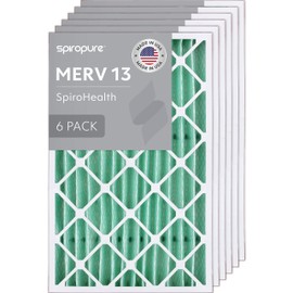 SpiroPure 15.5x24.5x4 MERV 13 Pleated Filter Air Filters - Made in USA (6 Pack)