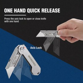 WORKPRO Folding Utility Knife Quick Change Blades Box Cutter EDC Stainless Steel