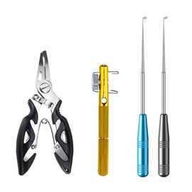 POPAPIE Fishing Unhooking Disgorger 2 Pcs Fishing Hook Remover and 1 Pcs Stainless Steel Fishing Pliers with Easy Hook Knot Tying Tool Practical Fishing Accessories for Small and Large Fishing Hooks