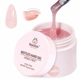 Beetles HEMA-Free Hard Gel for Nails,0.5 oz 9 in 1 Pink Glitter Mini Size Hard Gel for Nail Extension & Strengthening Broken UV LED Lamp Cured Salon for Professional Nail Techs Women