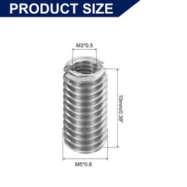 sourcing map 30Pcs Threaded Insert, Stainless Steel M3-0.5 Female to M5-0.8 Male Repair Nut 10mm Long Thread Adapters Sleeve Reducing Nut Thread Repair Screw for Hardwoods Softwoods