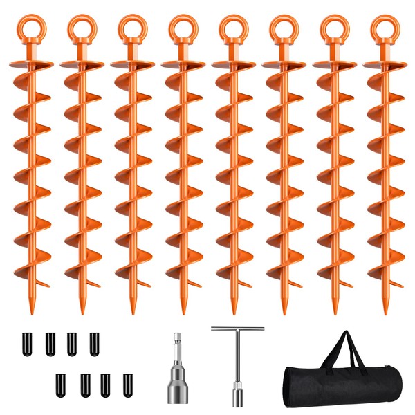 Ground Anchor Screw in, 8 Pack Spiral Trampoline Anchors with