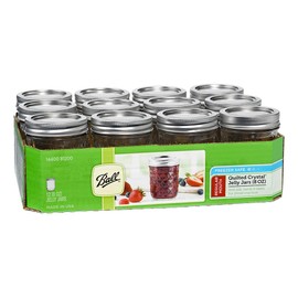 Ball 1440081200 8 Oz Regular Mouth Quilted Crystal Jelly Jar with Lids & Bands 12 Count