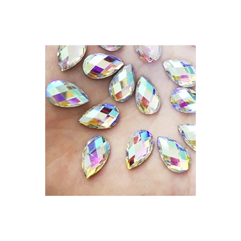 50x 13mm Flat Back Rhinestone Small Medium Teardrop Large AB