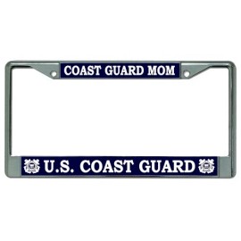 uscg coast guard mom logo chrome license plate frame made in usa
