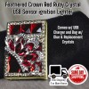 Unbranded Lighter USB Cute Feather Crown Red Ruby Crystal CZ