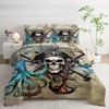 AILONEN 3D Pirate Captain Skull Comforter Set,Octopus Dolphin Bed in