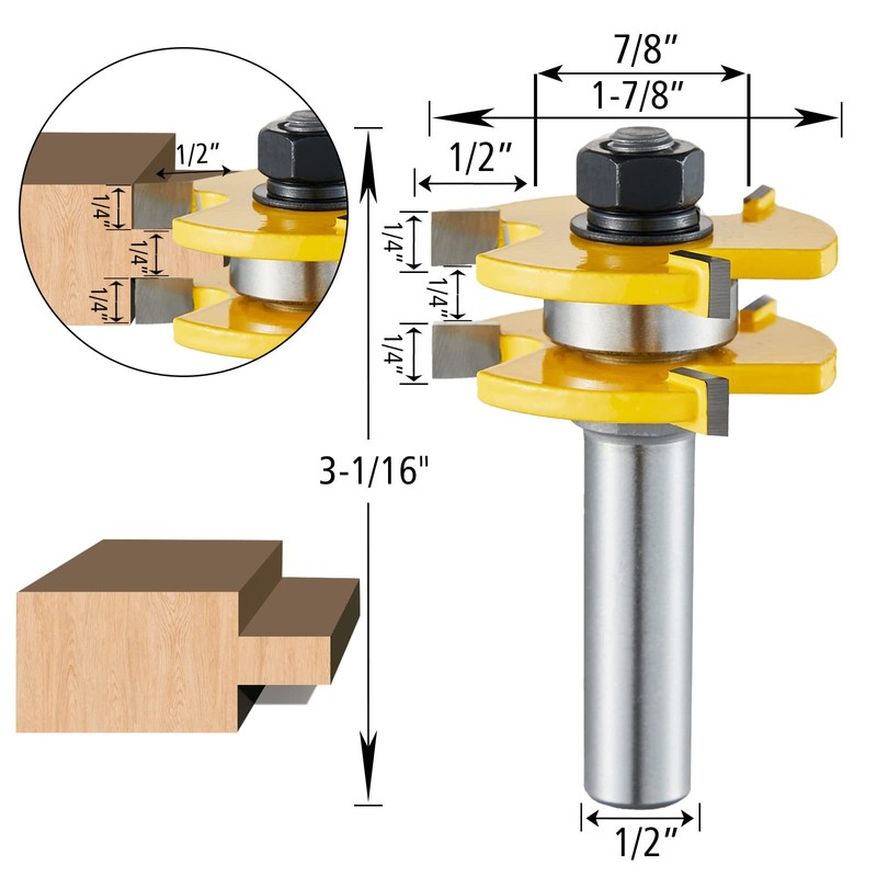 Tongue and Groove Router Bits Set Zhongji Plus 3 Teeth