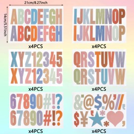 Maxqzin 384Pcs 24 Sheets Letter Stickers Alphabet Stickers Self Adhesive Letters Stickers Vinyl Letter Stickers Alphabet Number Stickers for Bulletin Board Classroom Home Window Door Decoration