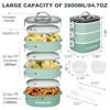 RIKDOKEN Lunch Box, Stackable 3 Layers Containers, Portable 94OZ Large