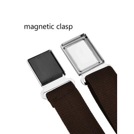 Cinturón Magnético para Niños Cinturón Elástico Ajustable con Hebilla Magnética para Niñas (Negro, Café, 2 Piezas)