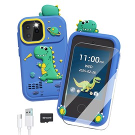 Kids Smart Phone Toys, 3 4 5 6 7 8 Year Old Boys Girls Christmas Birthday Gifts for Kids, 2.8" Touchscreen Toddler Learning Toys, Travel Toy, Dual Camera, Games, Music, 8G SD Card Blue