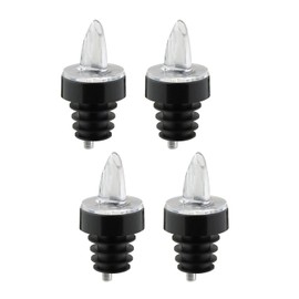 Westmark 4122248G 4 Spirit Pourers for Bottles, Dispenser with Trachea, with Decorative Ring, Plastic Cork, Jet Pour, Transparent/Black