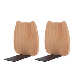Kaenarie Bookends, Wooden Bookends, Simple Design, Stylish, Cute, Learning for Children (Owl, Beech (Beach), Set of 2