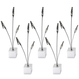 MUMIAO Picture Stand-3 Clip Card Holder Memo Holder Clip Photo Holder Table Number Holder for Food Signs, Memo Notes, Weddings, Restaurants, Birthdays (Silver 5 Pack)