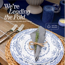 200-pack Naperee Premium Cloth-Like Disposable Paper Dinner Napkins - Made in USA, Soft Black Denim Hand Towel Napkin, Linen Feel - Perfect for Weddings, Parties, Kitchen & Bathroom Use - Gray,