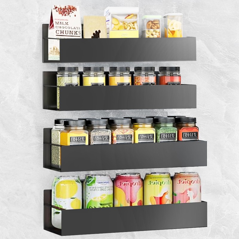 SYLLENHOD Spice Rack Wall Mount: 4 Packs Oversize Pantry Organization