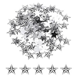 MECCANIXITY 100PCS Acrylic Star Rhinestone 14x14mm Flat Back Plastic Gems Jewelry Stickers for Craft Bead Face Painting Costume Jewelry Making, Transparent Grey