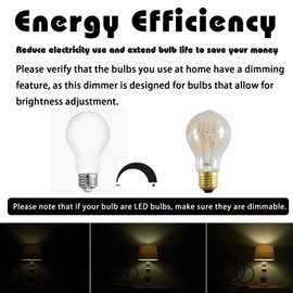 Leymays Lamp Dimmer Switch Extension Cord Plug in Dimmer,Rotary Control for 150 Watt Dimmable Lights,Christmas Village Houses Lights Cord,Salt Light,6 ft Cord