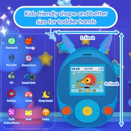 wiwoo 64GB MP3 Player for Kids, Kids MP3 Player with Bluetooth, Speaker, Games, Recorder, Ear Lights,100hrs Loseless Music Playback, Music Player with 12 Soothing Sounds for Baby
