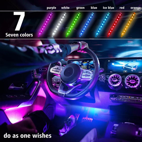 CHUSYYRAY RGB LED Glow Interior Car Lamp Kit Under Dash