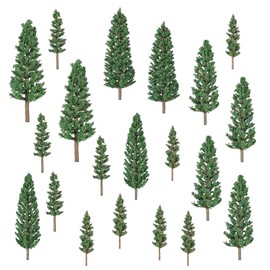 20-Piece Miniature Pine Tree Set, Assorted Model Trees for Diorama Scenery, Fairy Gardens, Train Layouts & Architectural Building Models – Realistic Natural Green Landscape Supplies