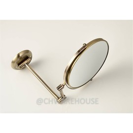 Brass 8" Magnifying Mirror for Bath, Wall Mounted, Swing Arm, 1 & 7x, 2-sided