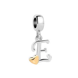SBI Jewelry Women Initial Letter E Gold Heart Necklace Dangle Charm for Bracelets for Mom A-Z Alphabet Friends BFF Sister Love English Birthday