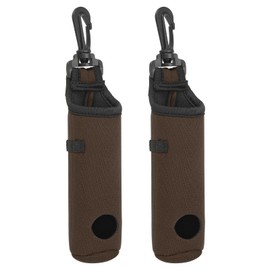 PATIKIL Golf Ball Carry Bag, 2 Pcs Golf Tee Holder Pouch Portable Neoprene Golf Ball Holder with Clip for Men and Women Storage Gifts, Brown