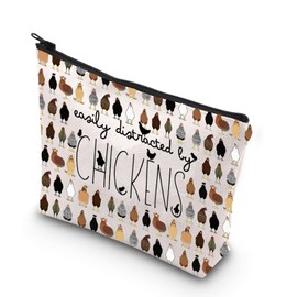 TSOTMO Chicken Farmer Gift Easily Distracted by Chickens Makeup Bag Funny Chicken Gift Chicken Breeds Farm Life Gift (by Chickens bag CA)