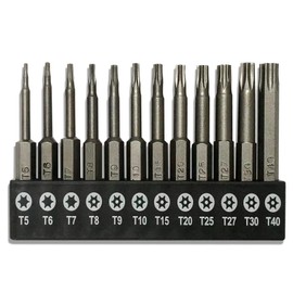 aiyun 12-Piece Security Bits, 2 Inch long S2 Steel Magnetic Security Screwdriver Set, 6 Point Star Driver Bit Set Screwdriver for Shark Vacuum T5-T40 (50mm)