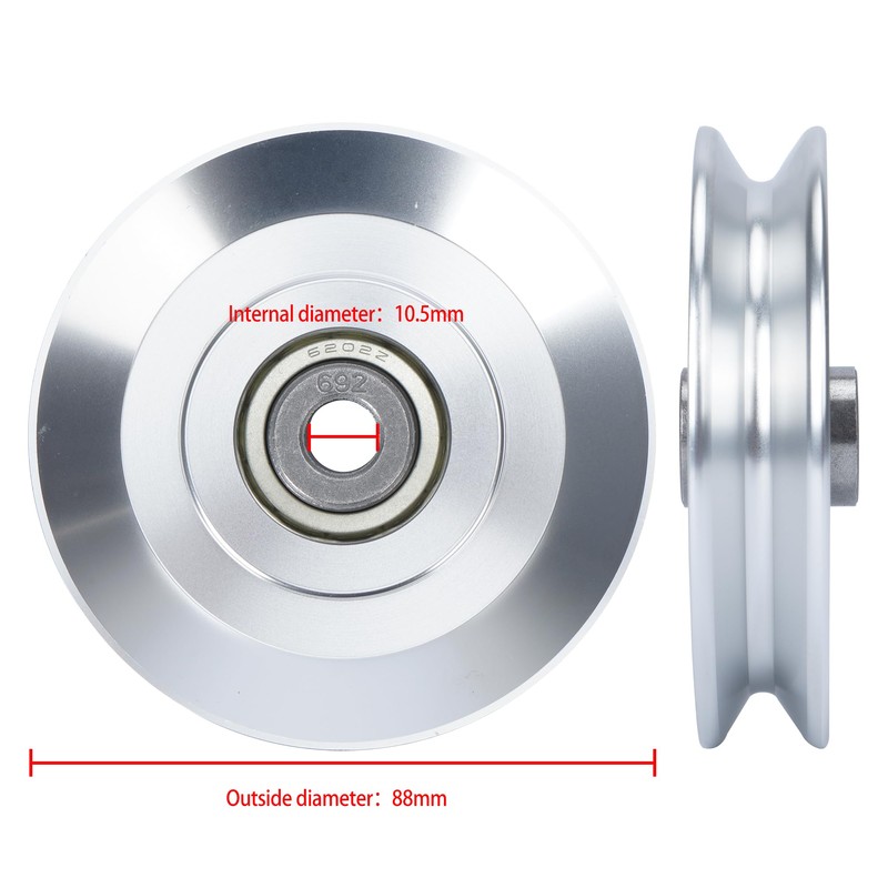 Nisorpa 4pcs Universal 88mm Aluminium Alloy Bearing Pulley Wheel Cable