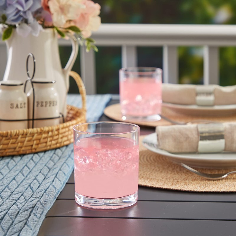 US Acrylic Classic Clear Plastic Reusable Drinking Glasses (Set of