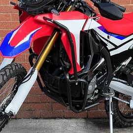 Motorcycle Engine Guard Crash Bar with Skid Plate for Honda CRF250L Rally 2017 2018 2019 2020 Highway Falling Bumper Body Framework Side Protection (Upper+Lower)