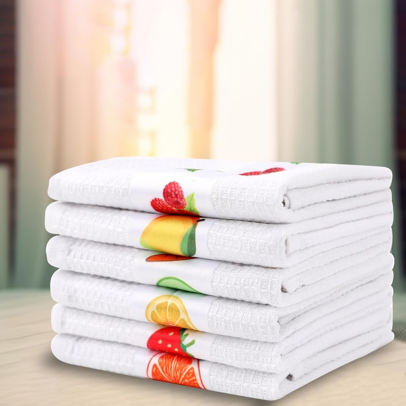ProBytes Tea Towels 6 Pack - Super Absorbent 10/90 PolyCotton