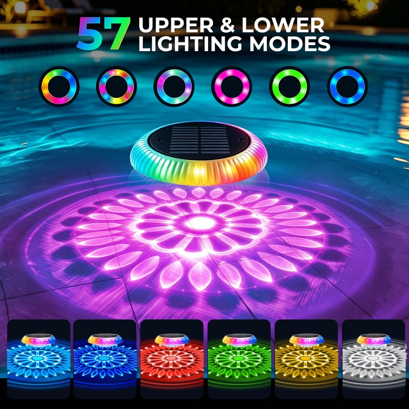 Solar Floating Pool Lights, 6.4" Solar Pool Lights that Float,