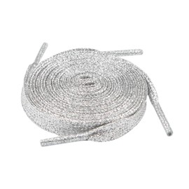 5Chaos Glitter Metallic Sparkle Shoelaces, Sparkly Shiny Shoe Laces for Women Kids Girls Men, Fun Funky Shoestring with Aglets 1Pair (43" (110CM), Metallic Silver)