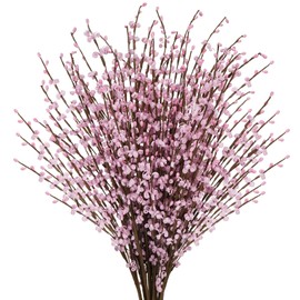 Luabue 12Pcs Pink Tall Fake Dried Jasmine Flowers Branches 29.5'' Long Stems Artificial Flowers Faux Floral Arrangements for Floor Vase Centerpieces Home Living Room Wedding Decor