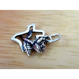 Wholesale Charms Sterling Silver 3D 16x17mm State of Texas Yellow Rose Symbol Charm